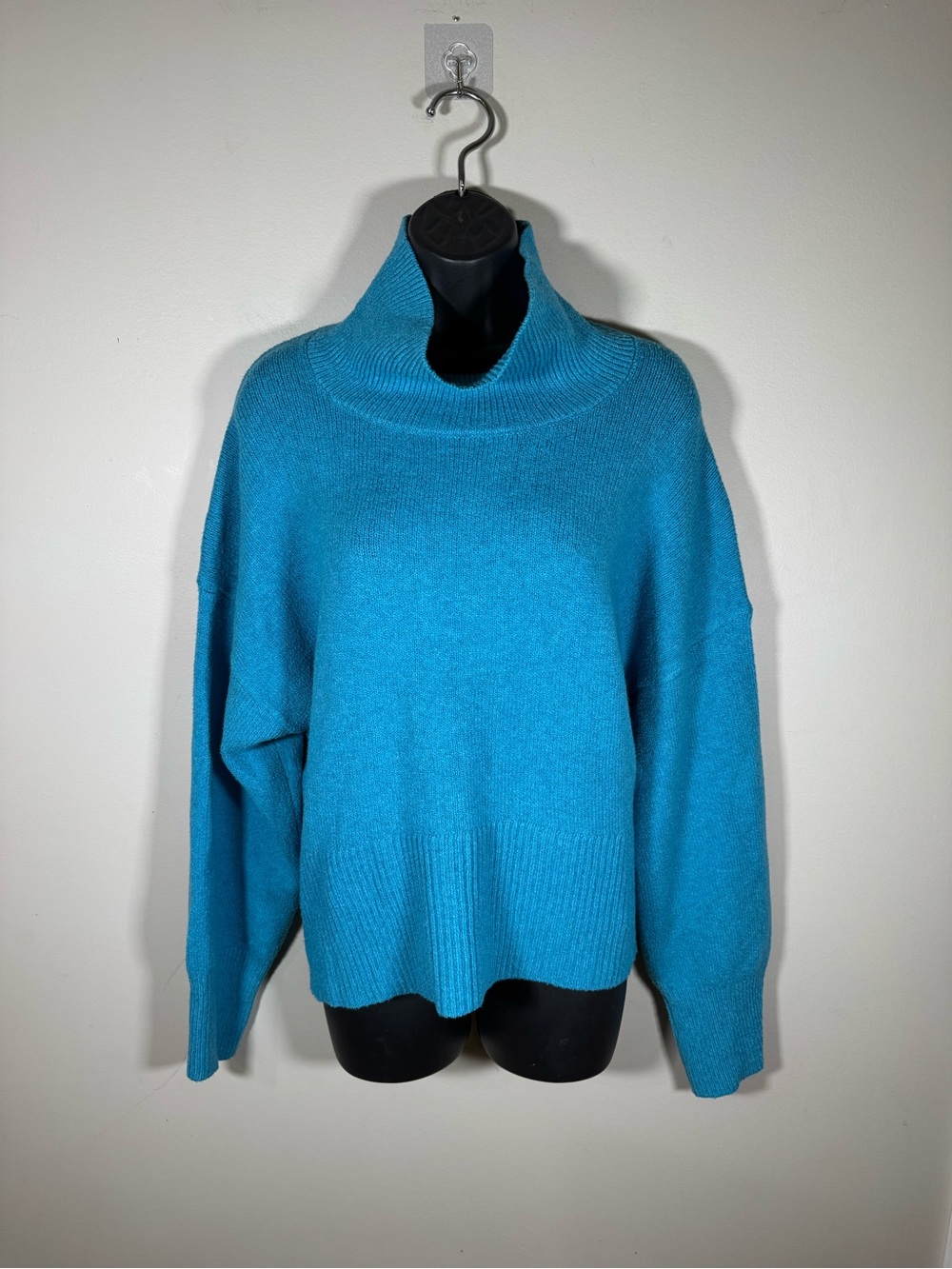 A New Day Teal Blue Relaxed Turtleneck Sweater Large